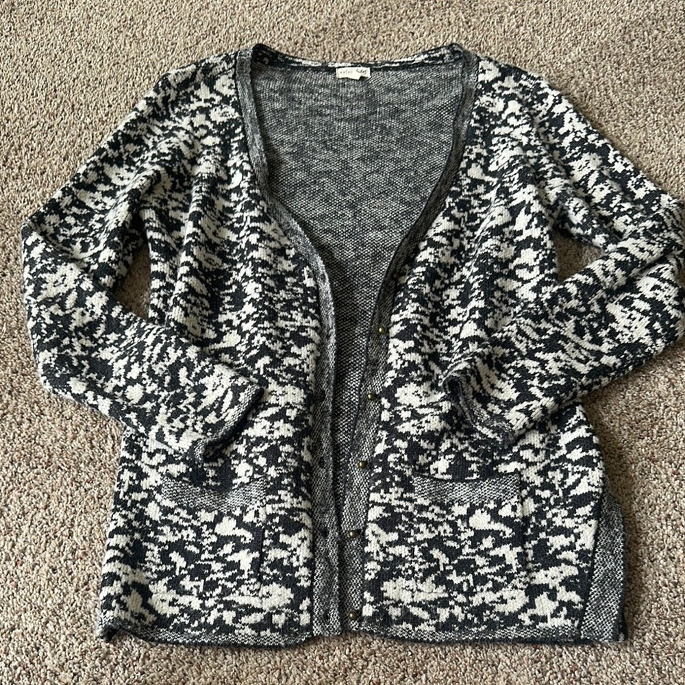 Maison Jules Black and White Cardigan Sweater